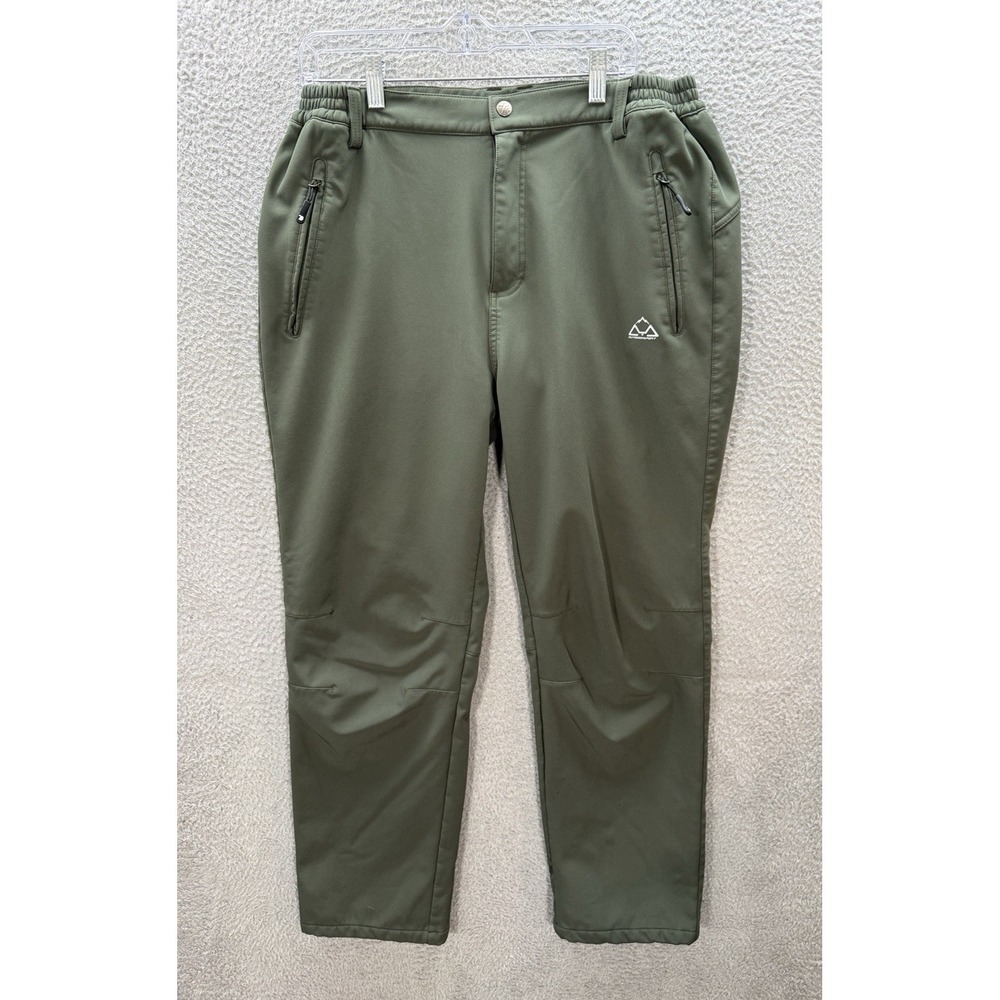 Outdoor Sports Pants Mens 36 Green Fleece Lined Performance Articulated‎ Knee